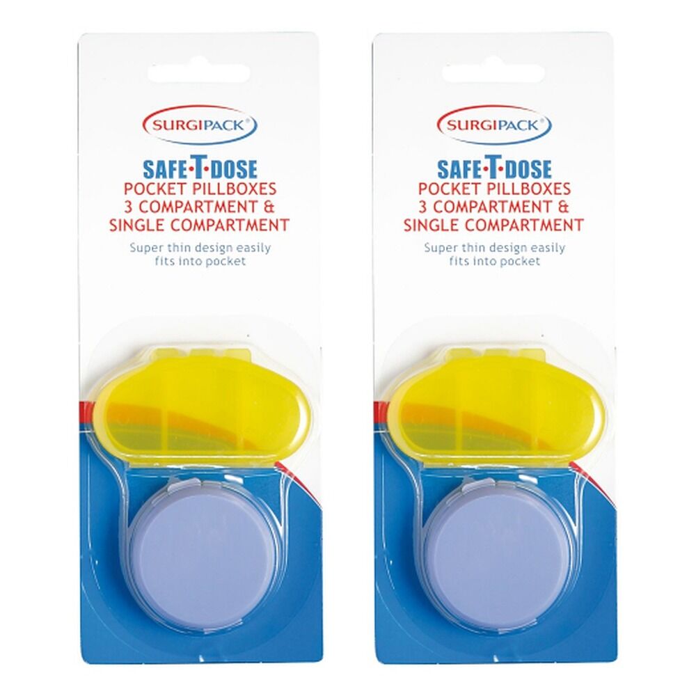 SurgiPack Safe-T-Dose Pill Box 2 Pack Bundle of 2