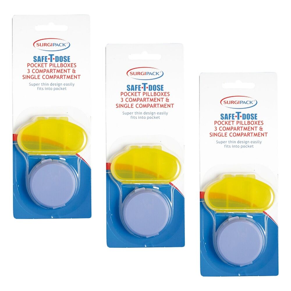 SurgiPack Safe-T-Dose Pill Box 2 Pack Bundle of 3