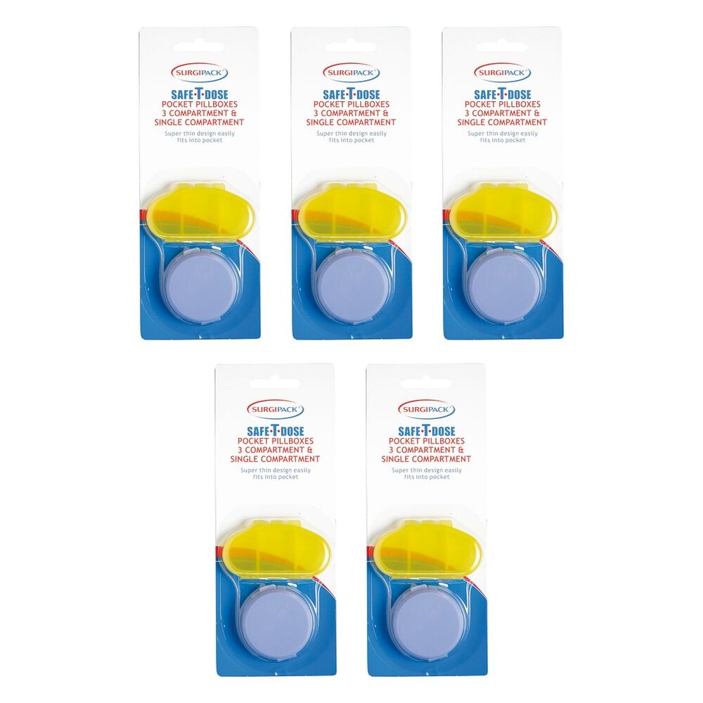 SurgiPack Safe-T-Dose Pill Box 2 Pack Bundle of 5