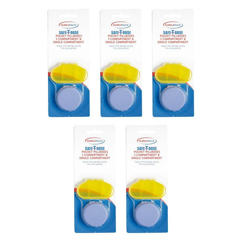 SurgiPack Safe-T-Dose Pill Box 2 Pack Bundle of 5