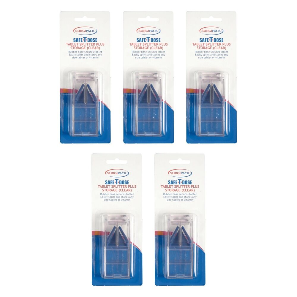 SurgiPack Safe-T-Dose Pill Splitter Clear Pack of 5