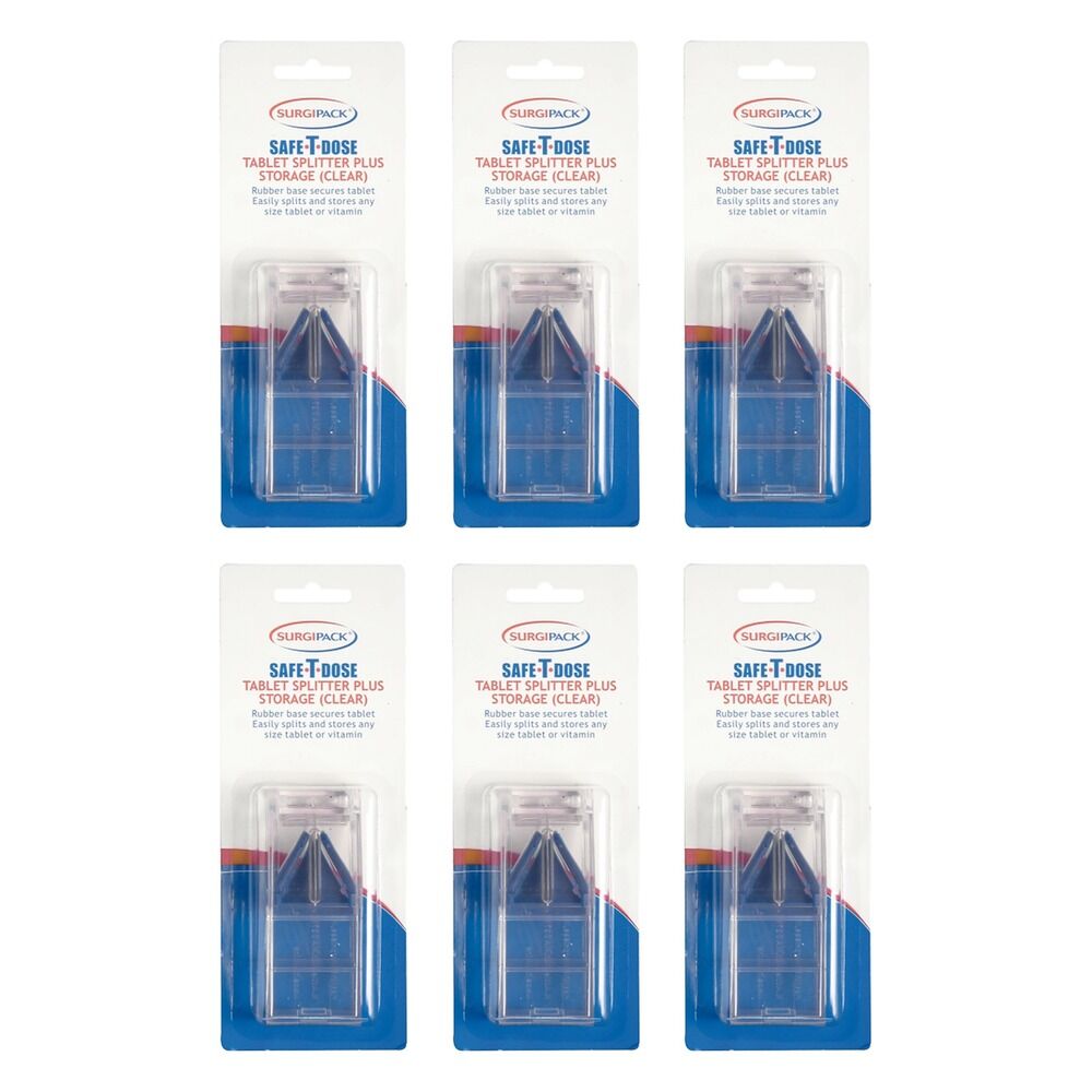 SurgiPack Safe-T-Dose Pill Splitter Clear Pack of 6
