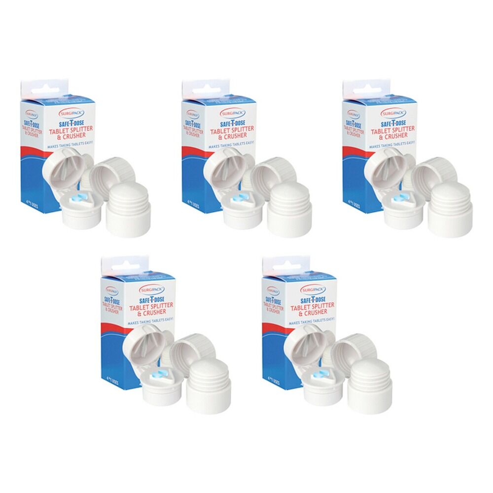 SurgiPack Safe-T-Dose Pill Splitter and Crusher Pack of 5