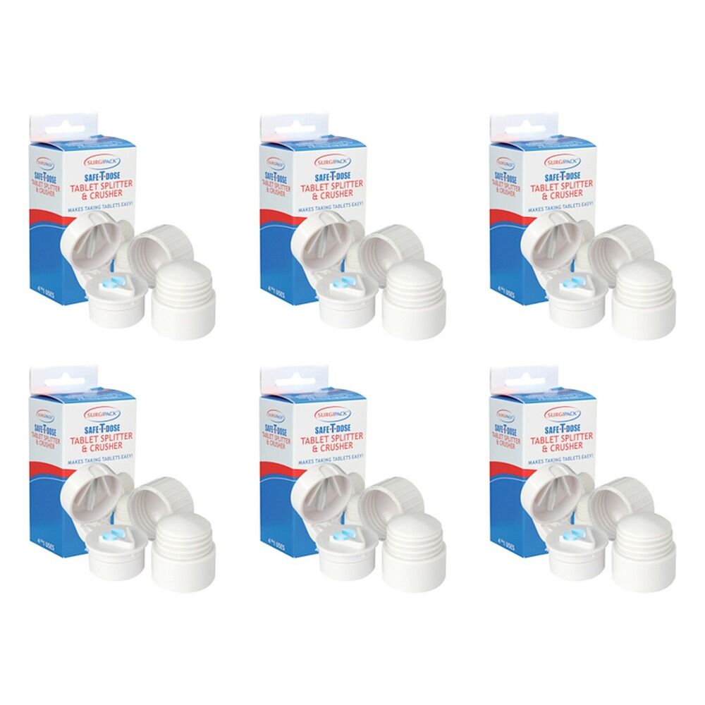 SurgiPack Safe-T-Dose Pill Splitter and Crusher Pack of 6