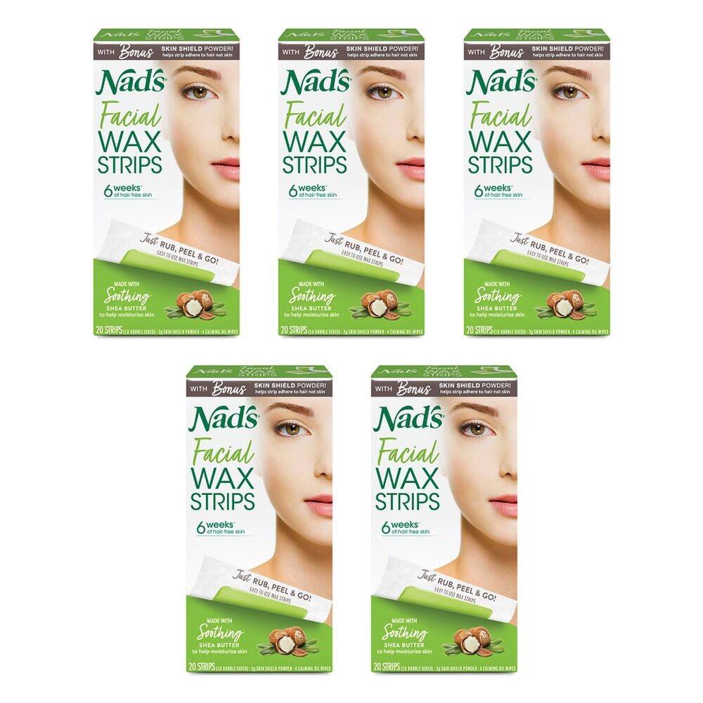 Nad's Facial Wax Strips 20 Pack Bundle of 5