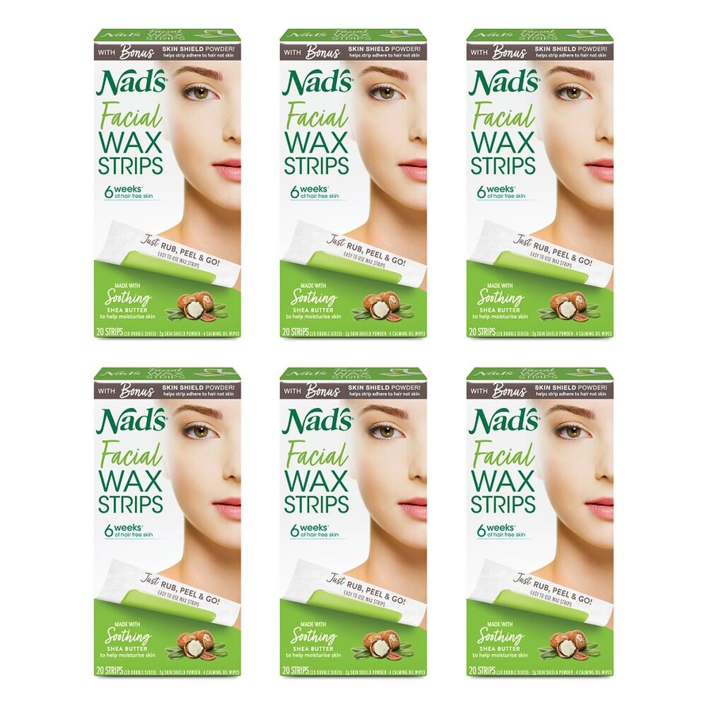 Nad's Facial Wax Strips 20 Pack Bundle of 6
