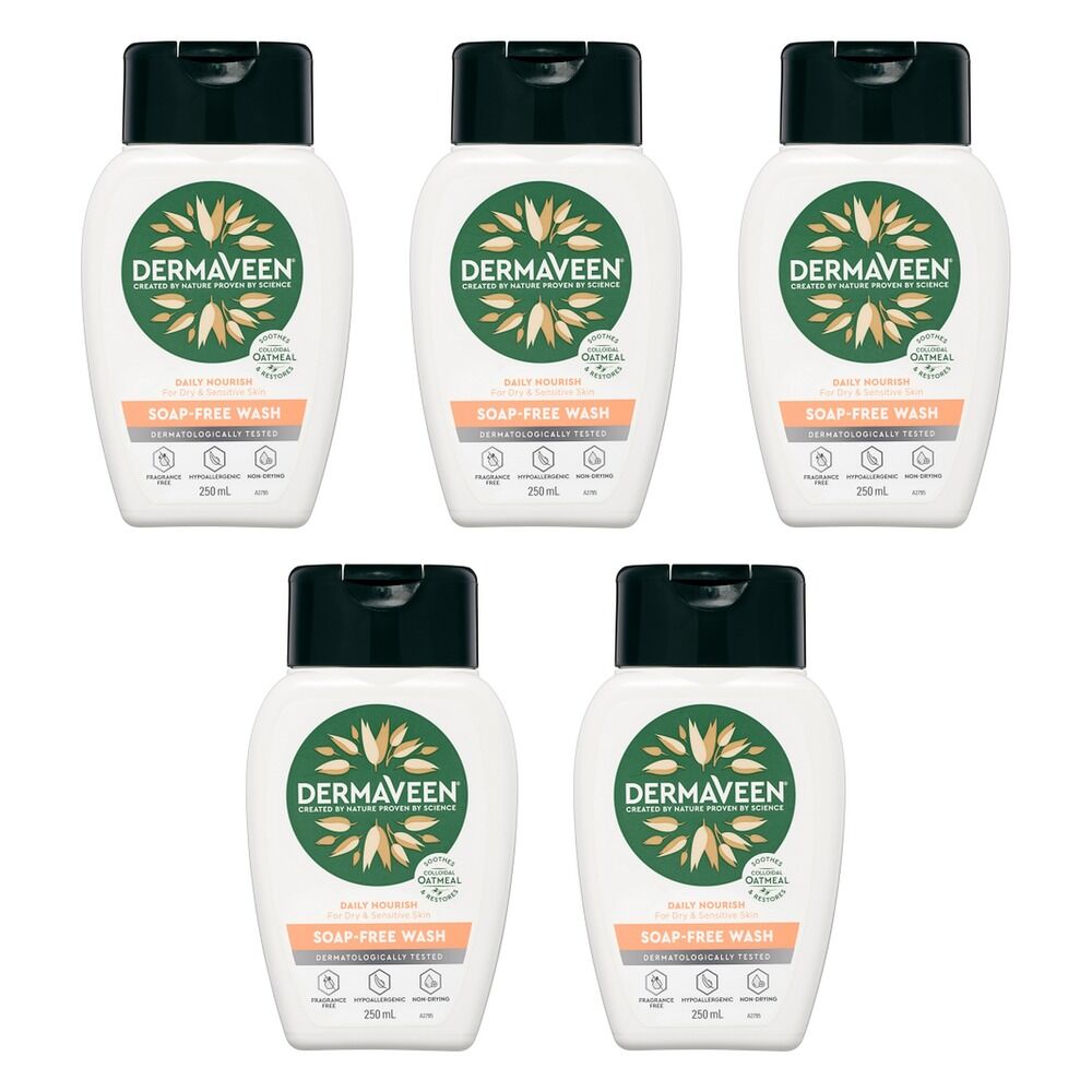 DermaVeen Daily Nourish Soap-Free Wash 250mL Pack of 5