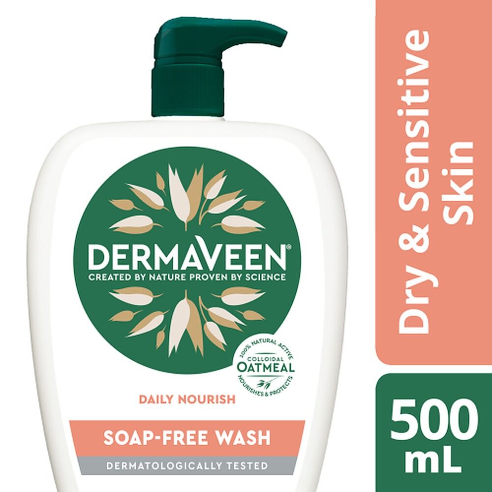DermaVeen Daily Nourish Soap-Free Wash for Dry & Sensitive Skin 500mL