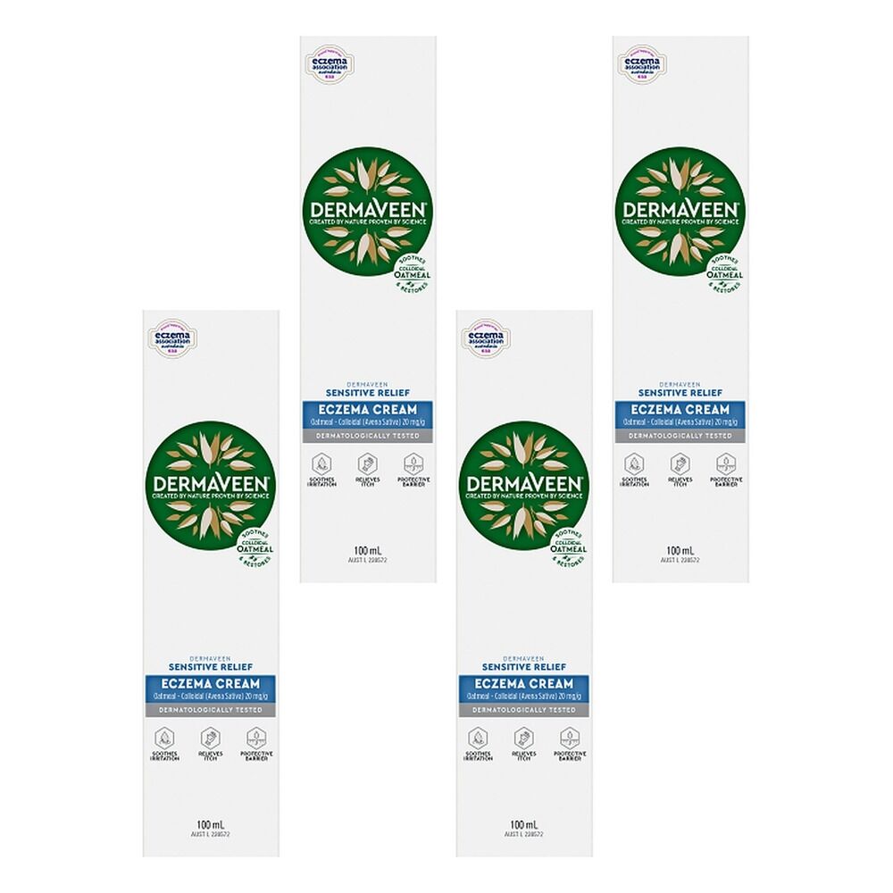 DermaVeen Sensitive Relief Eczema Cream 100mL Pack of 4
