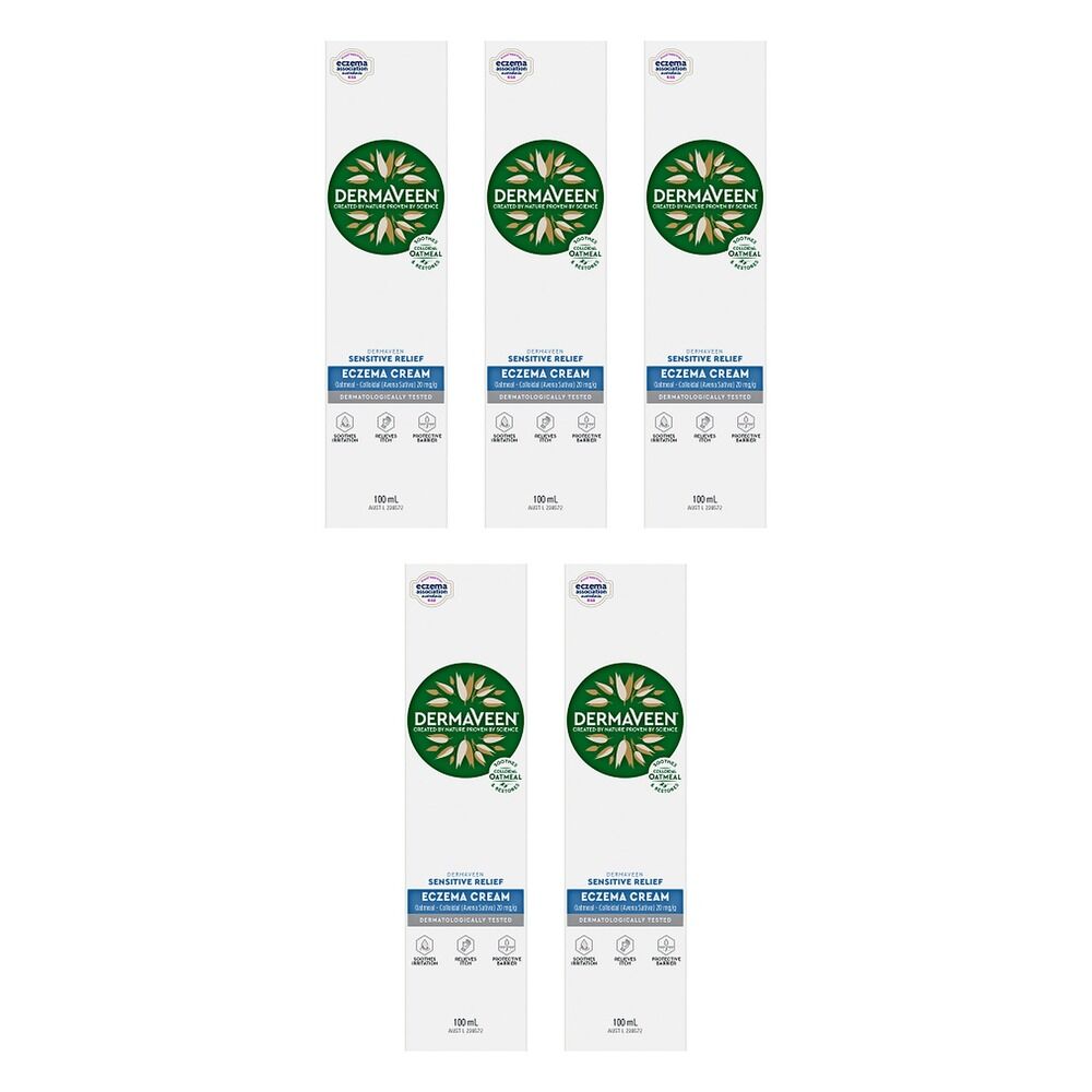DermaVeen Sensitive Relief Eczema Cream 100mL Pack of 5