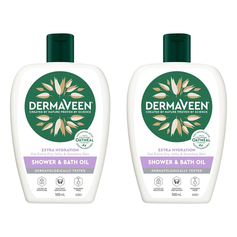 DermaVeen Shower and Bath Oil 500mL Pack of 2