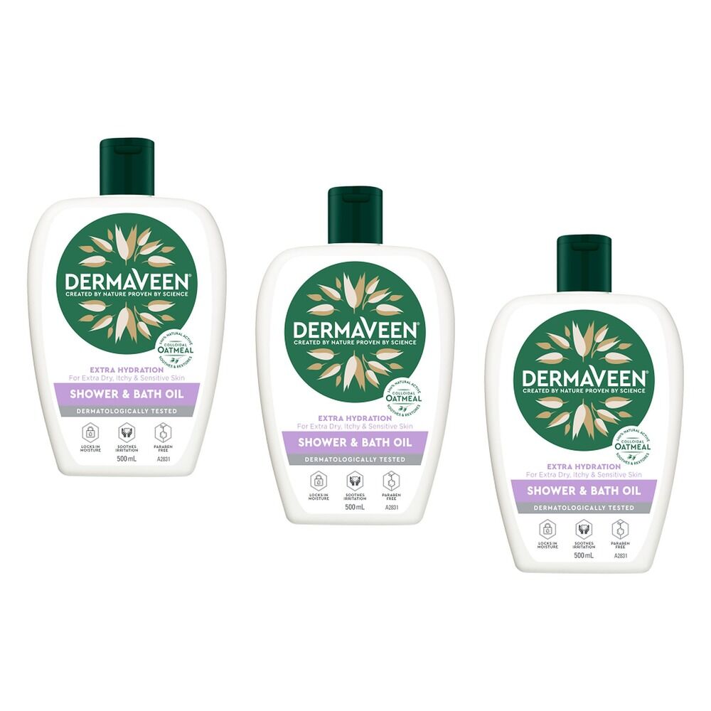 DermaVeen Shower and Bath Oil 500mL Pack of 3