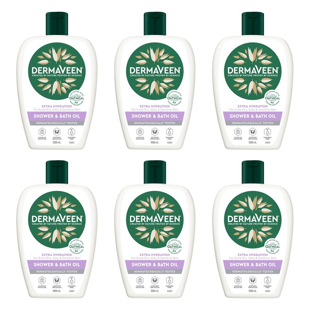 DermaVeen Shower and Bath Oil 500mL Pack of 6