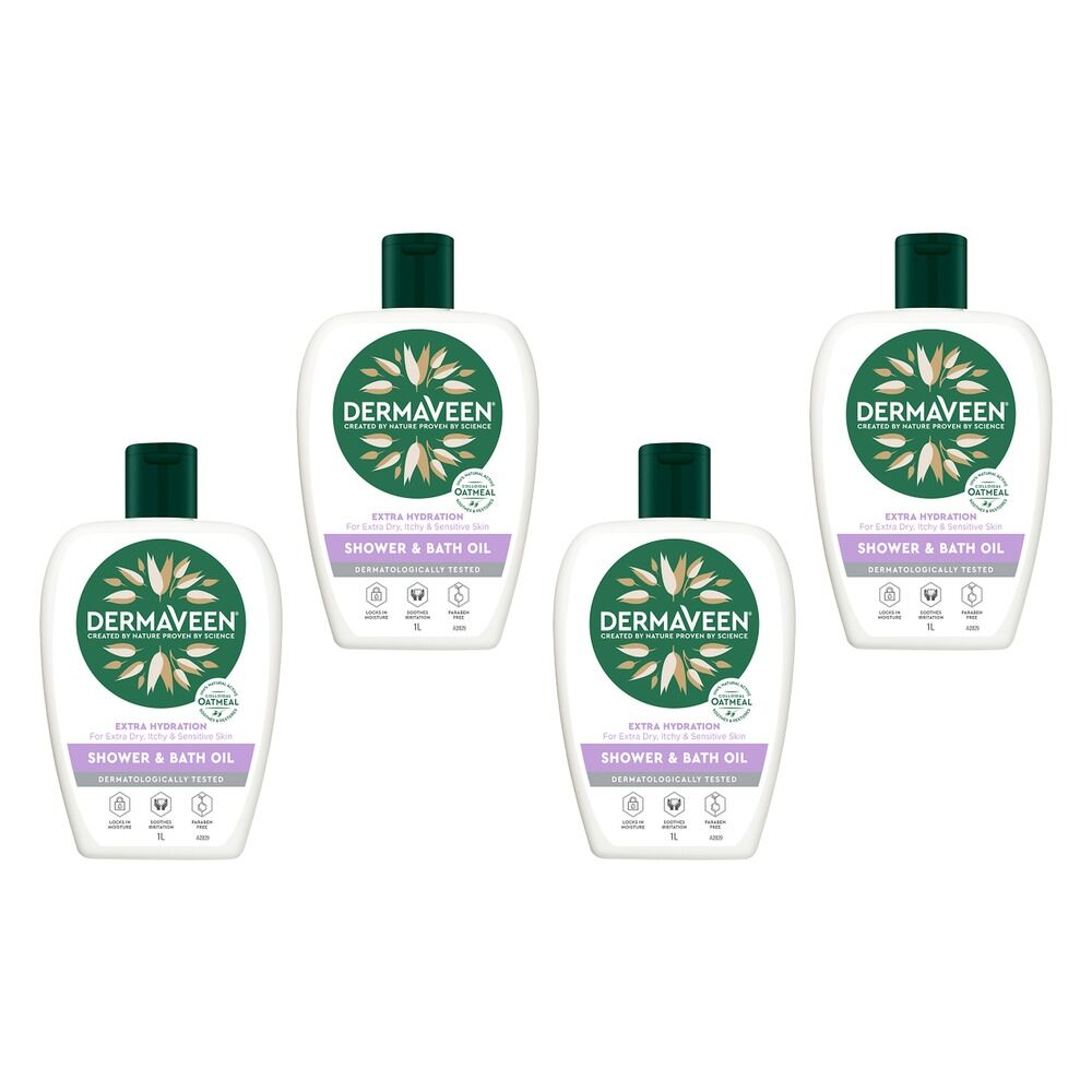 DermaVeen Extra Hydration Shower & Bath Oil for Dry, Itchy & Pack of 4