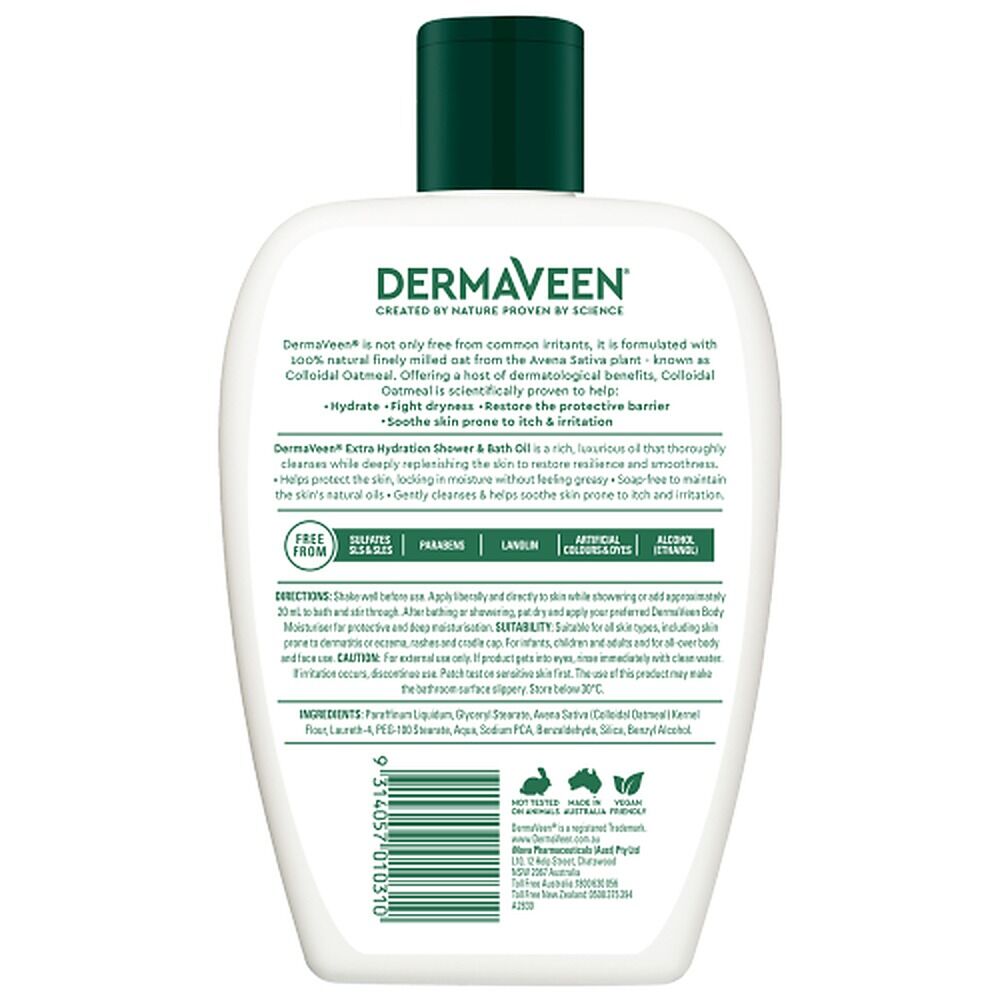 DermaVeen Extra Hydration Shower & Bath Oil for Dry, Itchy & Sensitive Skin 1L