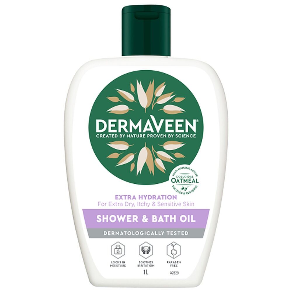 DermaVeen Extra Hydration Shower & Bath Oil for Dry, Itchy & Sensitive Skin 1L