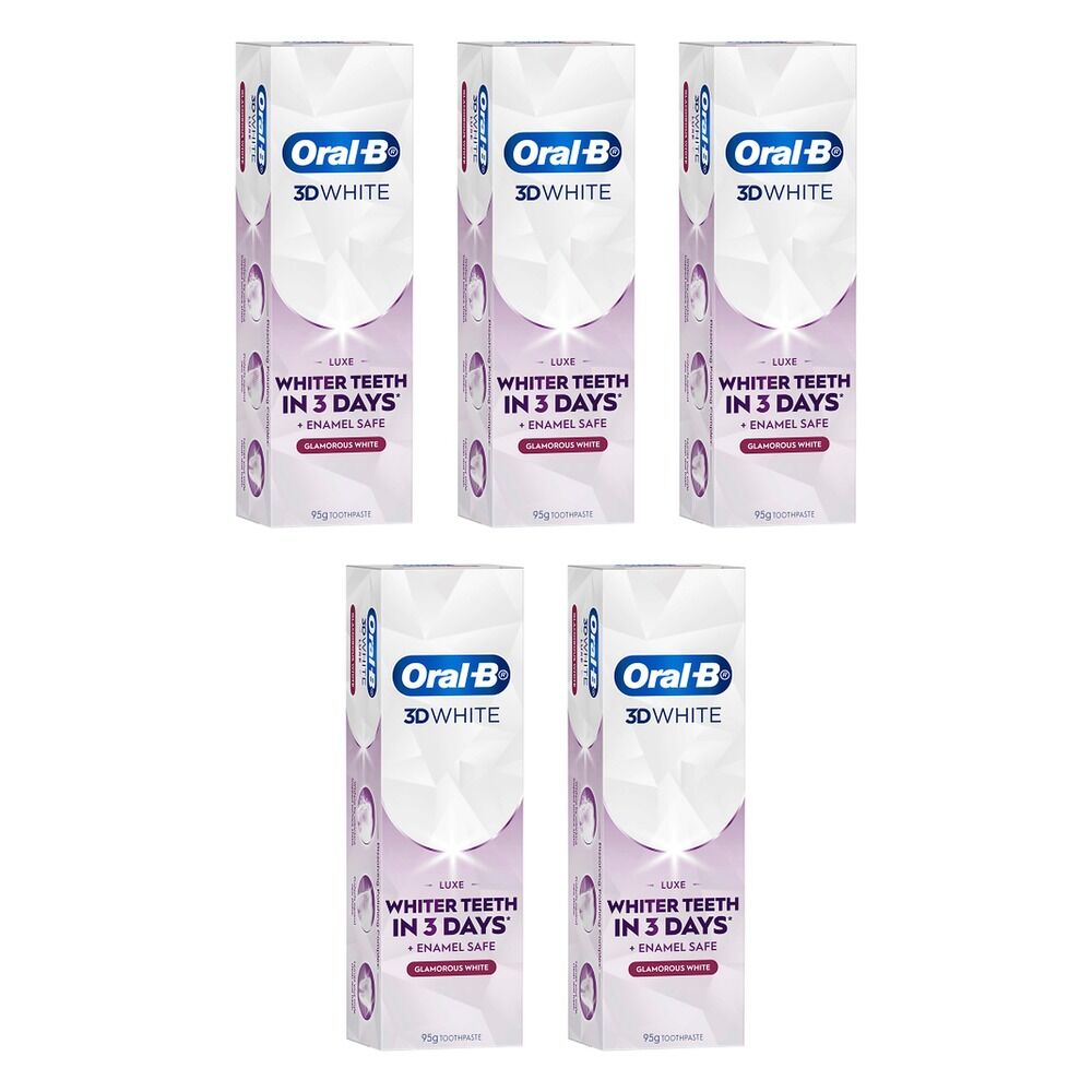 Oral-B 3D White Luxe Glamorous White Toothpaste 95g Pack of 5