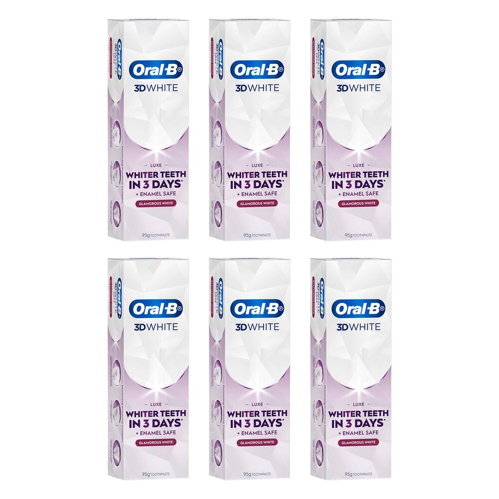 Oral-B 3D White Luxe Glamorous White Toothpaste 95g Pack of 6