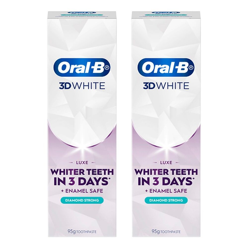 Oral-B 3D White Luxe Diamond Strong Enamel-Safe Toothpaste 95g Pack of 2