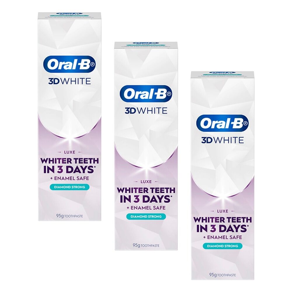 Oral-B 3D White Luxe Diamond Strong Enamel-Safe Toothpaste 95g Pack of 3
