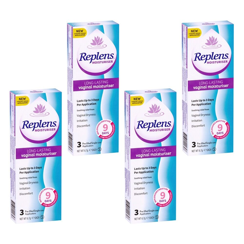 Replens Long-Lasting Vaginal Moisturiser 3 Pack Bundle of 4