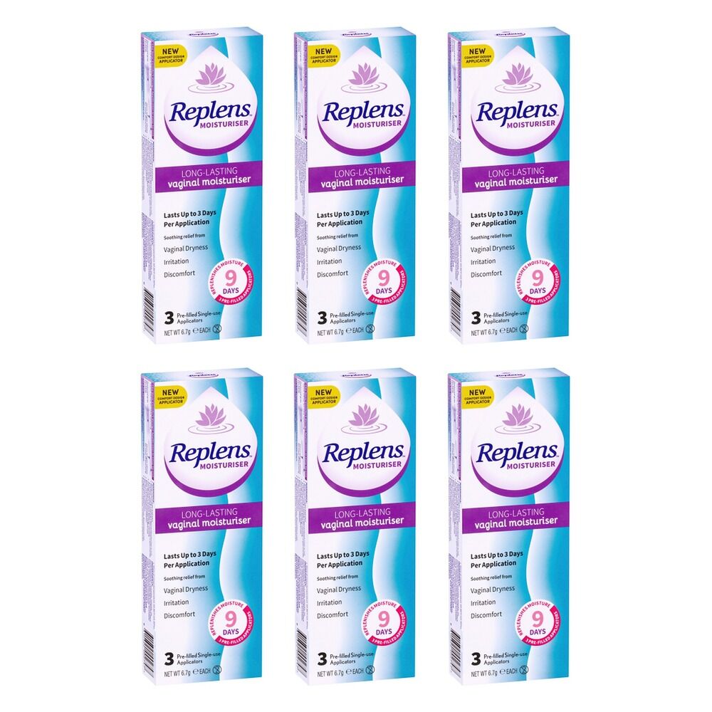 Replens Long-Lasting Vaginal Moisturiser 3 Pack Bundle of 6