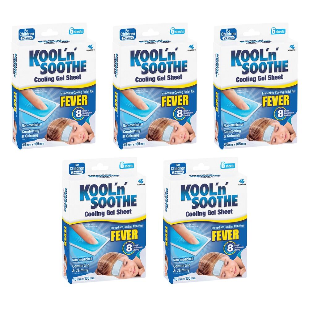 Kool 'n' Soothe Fever Sheets 6 Pack x 6 Bundle of 5