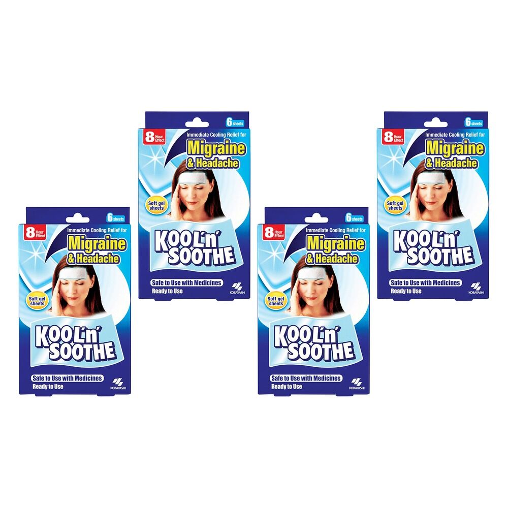 Kool 'n' Soothe Migraine & Headache Sheets 6 Pack x 6 Bundle of 4