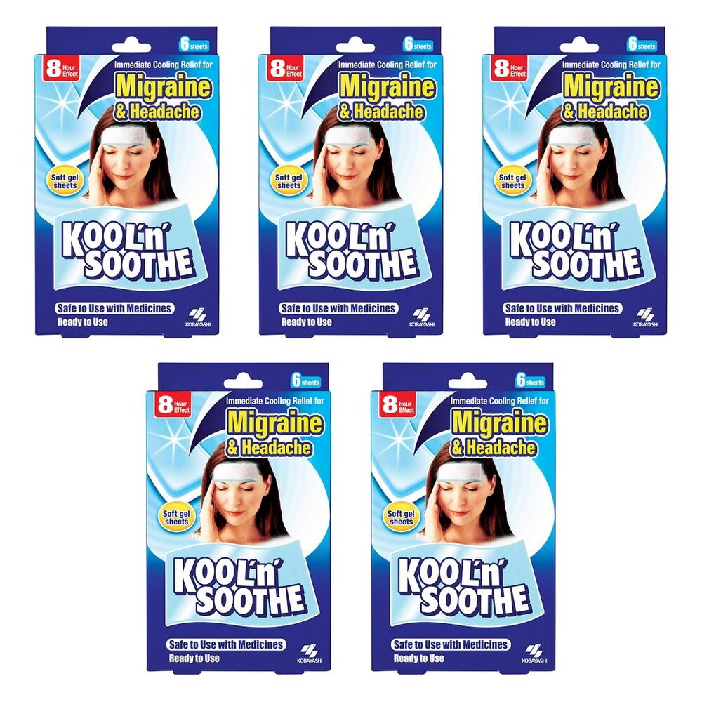 Kool 'n' Soothe Migraine & Headache Sheets 6 Pack x 6 Bundle of 5