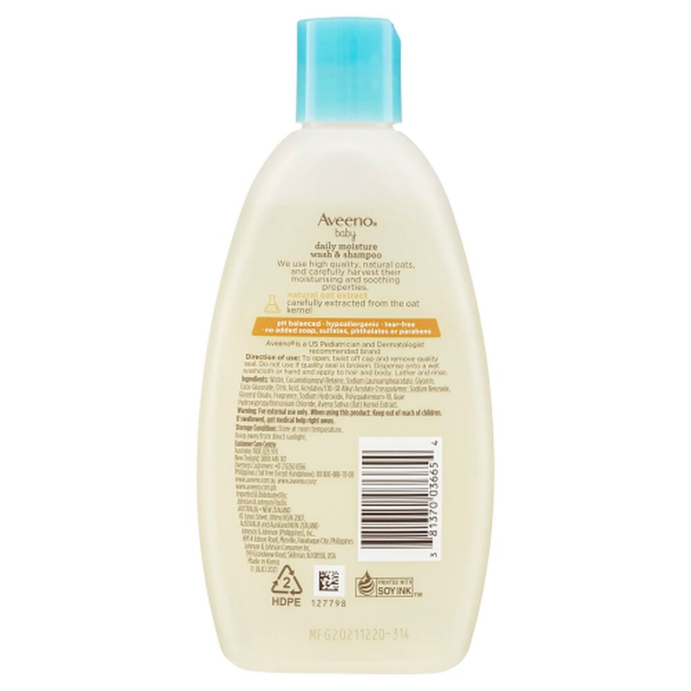 Aveeno Baby Daily Moisture Wash & Shampoo Lightly Scented Sensitive 236mL