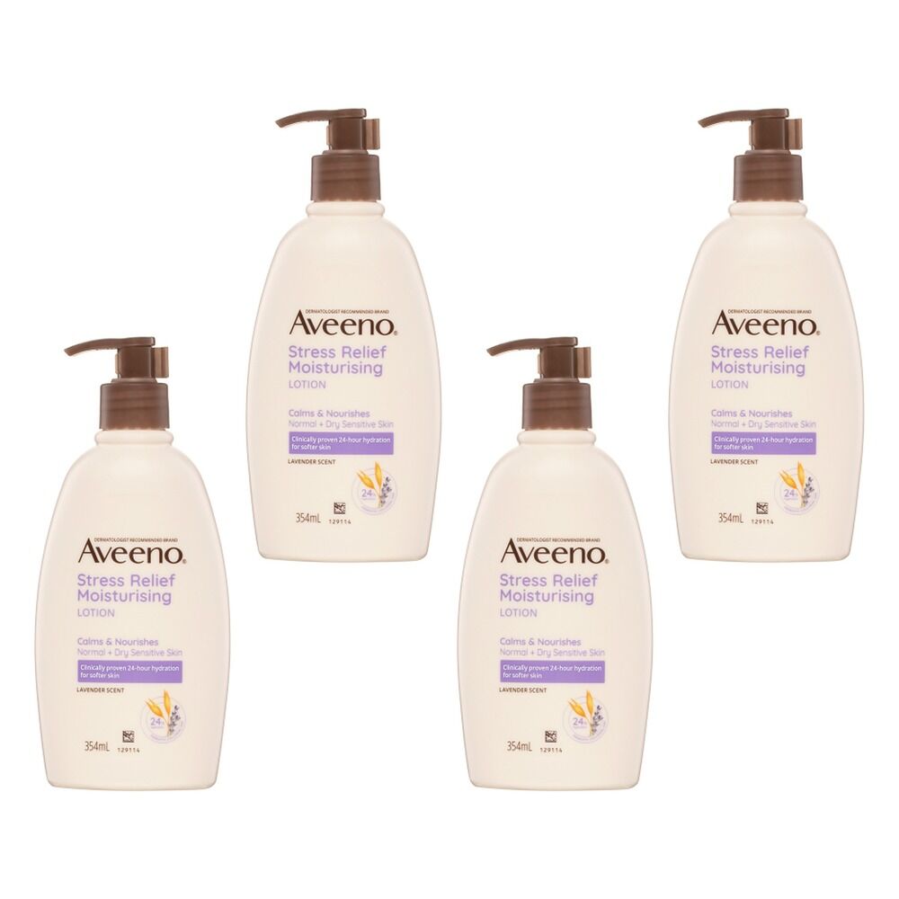 Aveeno Stress Relief Lavender Scented Moisturising Body Lotion 354mL Pack of 4