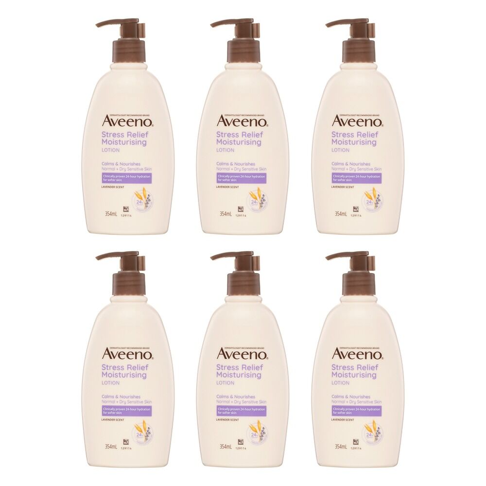 Aveeno Stress Relief Lavender Scented Moisturising Body Lotion 354mL Pack of 6