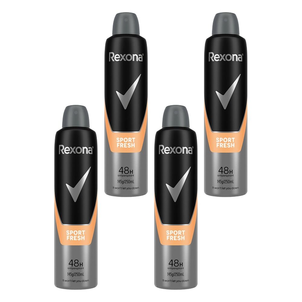 Rexona Men Antiperspirant Aerosol Deodorant Sport Fresh, 250mL Pack of 4