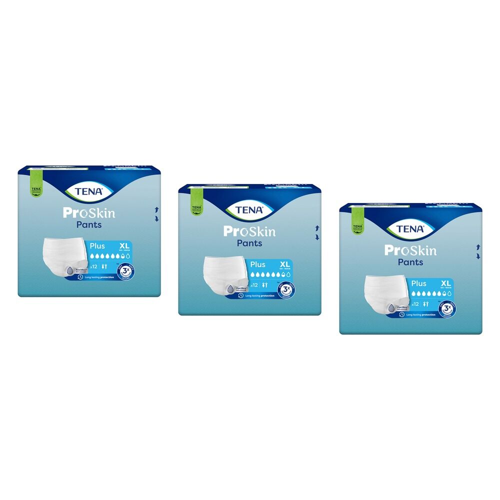 Tena Pants Plus Extra Large 12 Pack x 4 Bundle of 3