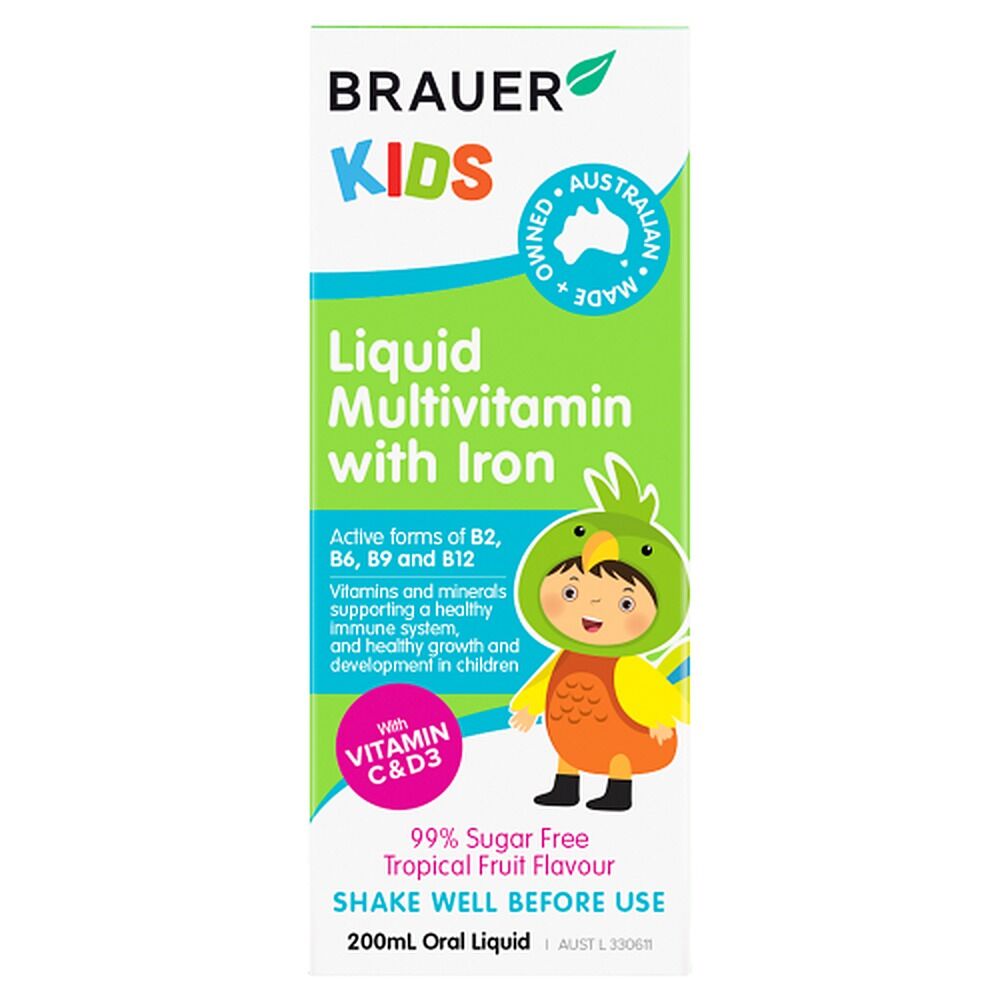 Brauer Kids Liquid Multivitamin with Iron 200mL