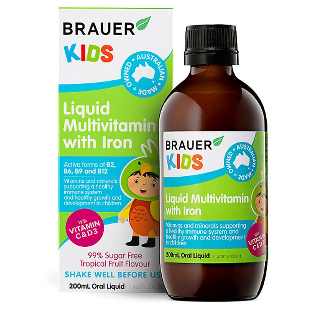 Brauer Kids Liquid Multivitamin with Iron 200mL