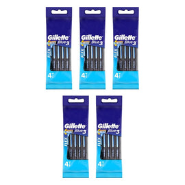 Gillette Blue3 Disposable Shaving Razor 4 Pack Bundle of 5