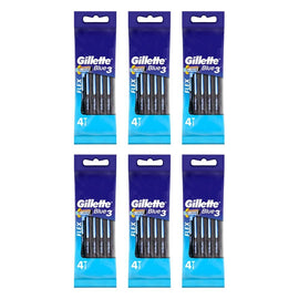 Gillette Blue3 Disposable Shaving Razor 4 Pack x 6 Bundle of 6
