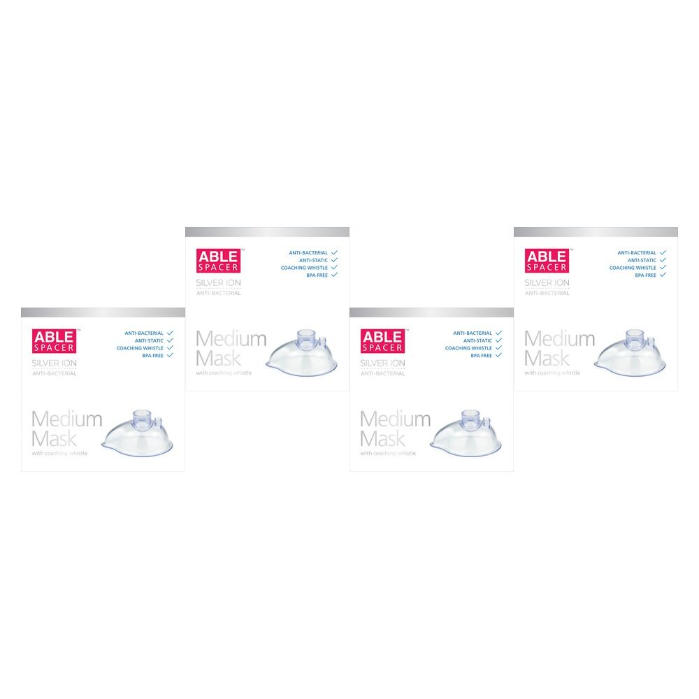 Able Spacer Medium Mask with Coaching Whistle Pack of 4