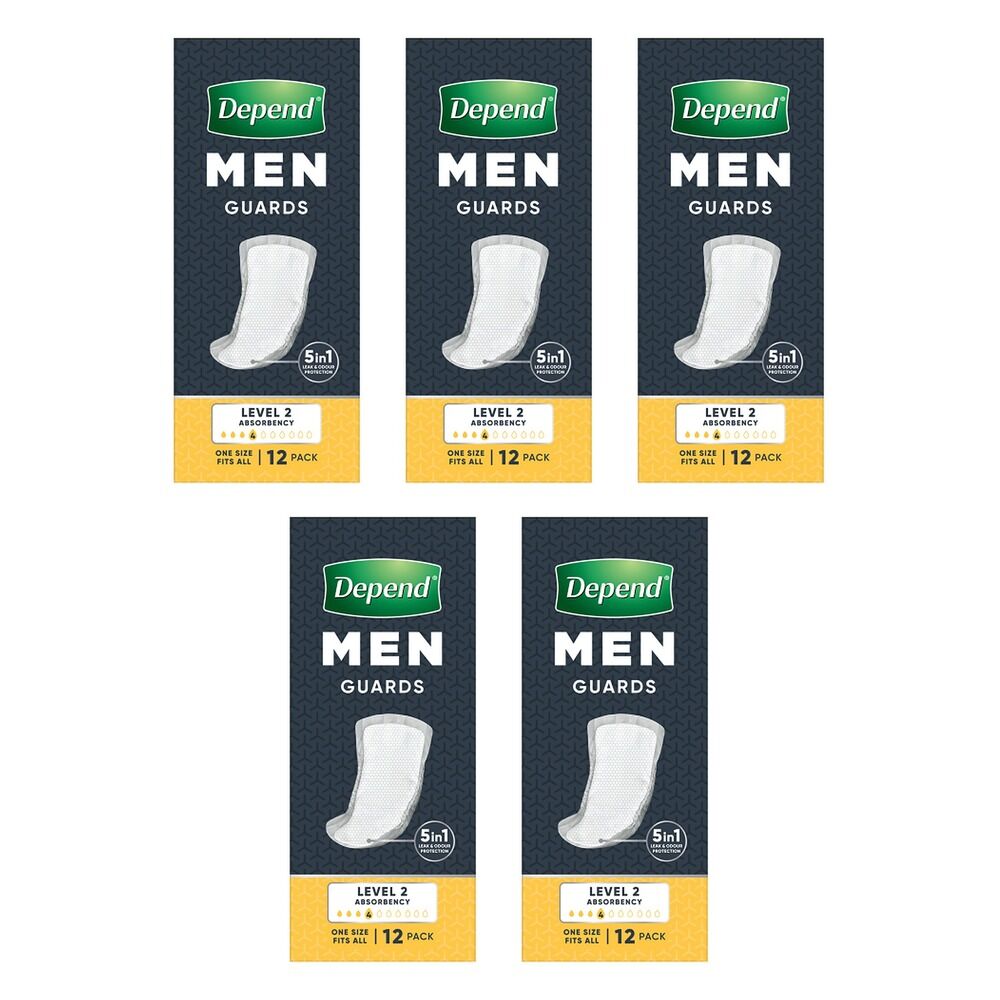 Depend Guards For Men 12 Pack x 6 Bundle of 5