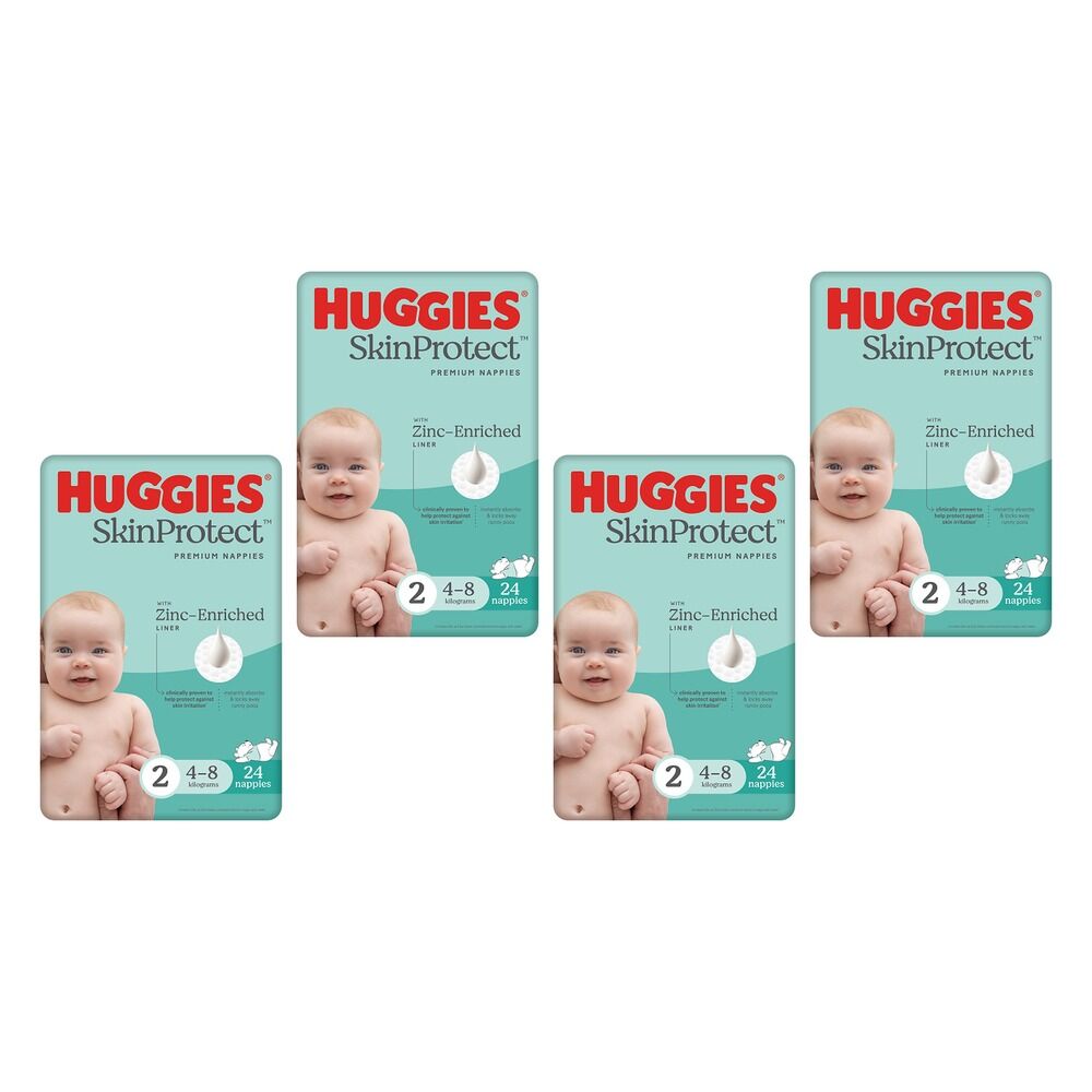 Huggies Skin Protect Nappies Size 2, 24 Nappies x 4 Bundle of 4