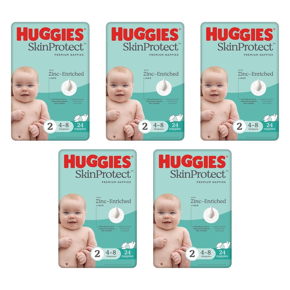 Huggies Skin Protect Nappies Size 2, 24 Nappies x 4 Bundle of 5