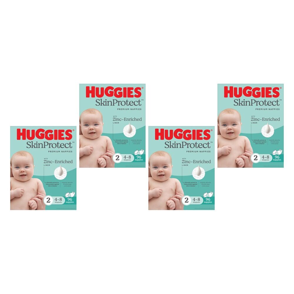 Huggies Infant Nappies Size 2 (4-8kg) 96 Pack Bundle of 4