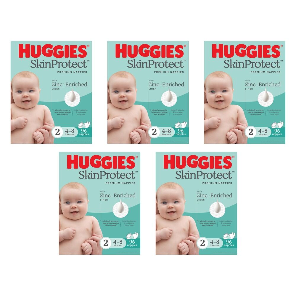 Huggies Infant Nappies Size 2 (4-8kg) 96 Pack Bundle of 5