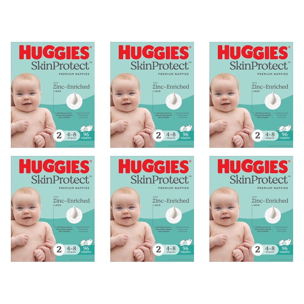 Huggies Infant Nappies Size 2 (4-8kg) 96 Pack Bundle of 6