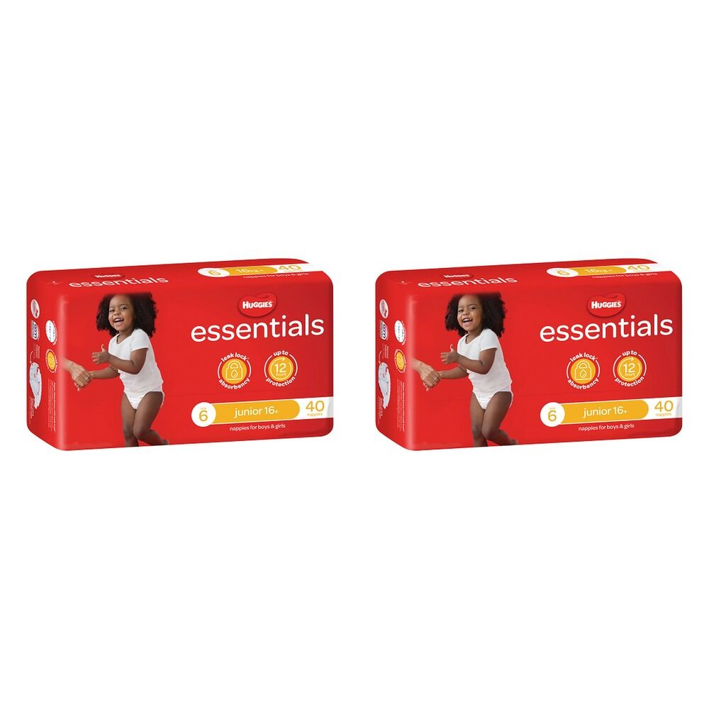 Huggies Essentials Nappies Size 6, 40 Pack x 4 Bundle of 2