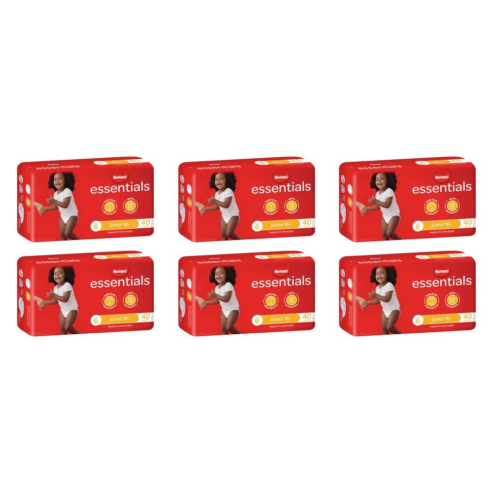 Huggies Essentials Nappies Size 6, 40 Pack x 4 Bundle of 6