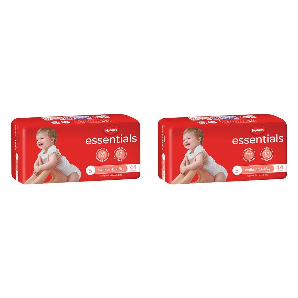 Huggies Essentials Nappies Size 5 (up to 18kg) 44 Pack x 4 Bundle of 2