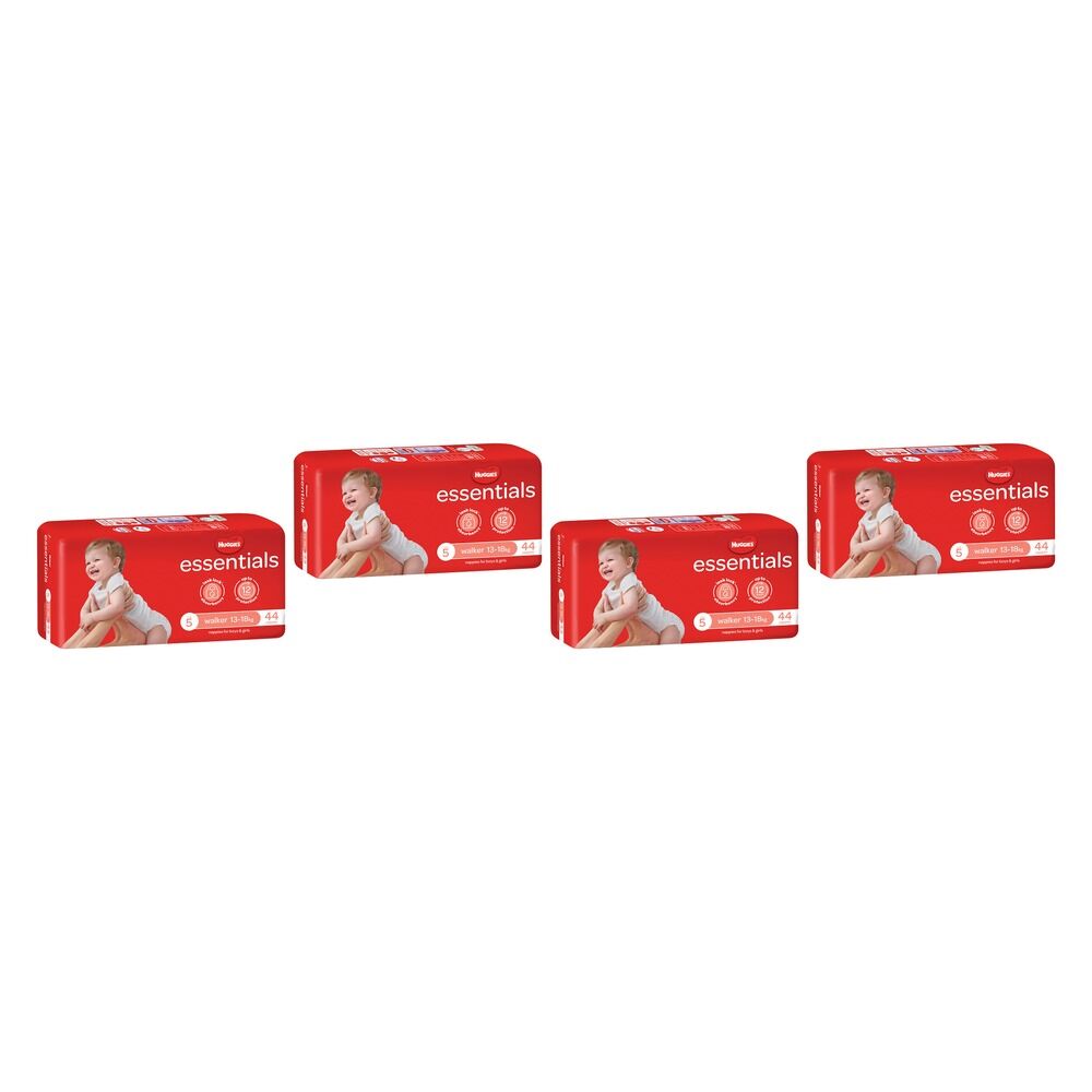 Huggies Essentials Nappies Size 5 (up to 18kg) 44 Pack x 4 Bundle of 4