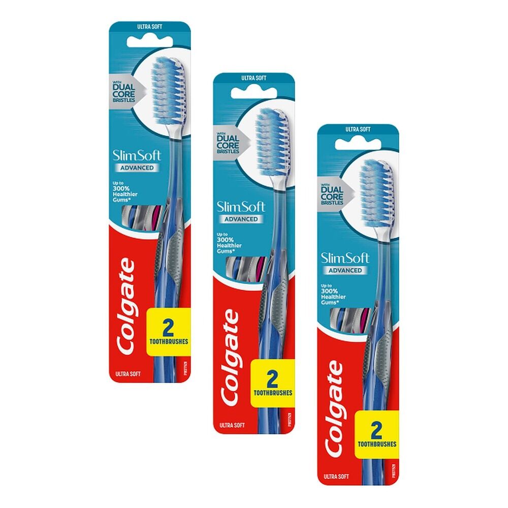 Colgate Slim Soft Advanced Ultra Soft Toothbrush 2 Pack Bundle of 3